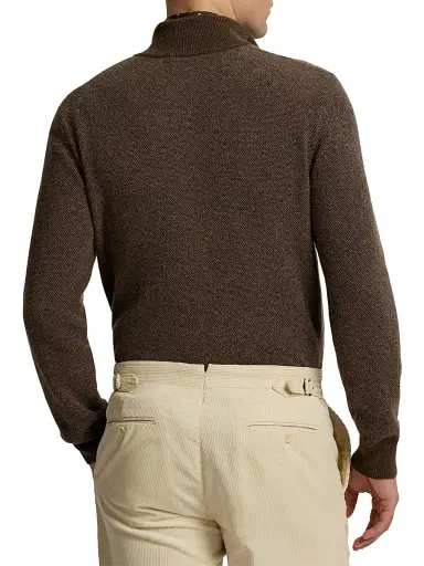 Ralph Lauren Purple Label Men's Cashmere Quarter-Zip Sweater - Taupe Multi - Size XL | Thumbnail 5 Ralph Lauren Purple Label Men's Cashmere Quarter-Zip Sweater - Taupe Multi - Size XL | Thumbnail 5