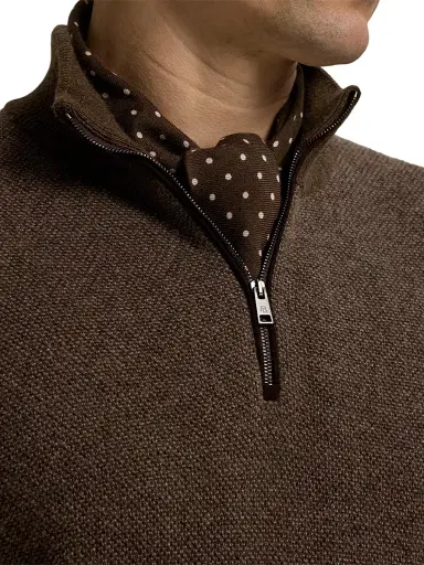 Ralph Lauren Purple Label Men's Cashmere Quarter-Zip Sweater - Taupe Multi - Size XL | Thumbnail 6 Ralph Lauren Purple Label Men's Cashmere Quarter-Zip Sweater - Taupe Multi - Size XL | Thumbnail 6