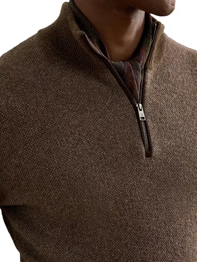 Ralph Lauren Purple Label Men's Cashmere Quarter-Zip Sweater - Taupe Multi - Size XL | Thumbnail 7 Ralph Lauren Purple Label Men's Cashmere Quarter-Zip Sweater - Taupe Multi - Size XL | Thumbnail 7