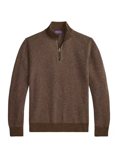 Ralph Lauren Purple Label Men's Cashmere Quarter-Zip Sweater - Taupe Multi - Size XL | Thumbnail 1 Ralph Lauren Purple Label Men's Cashmere Quarter-Zip Sweater - Taupe Multi - Size XL | Thumbnail 1