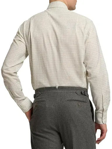 Ralph Lauren Purple Label Men's Tattersall Twill Shirt - Cream Grey | Thumbnail 4 Ralph Lauren Purple Label Men's Tattersall Twill Shirt - Cream Grey | Thumbnail 4