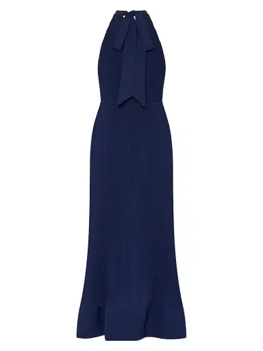Milly Women's Nalani Pleated Midi-Dress - Navy | Thumbnail 3 Milly Women's Nalani Pleated Midi-Dress - Navy | Thumbnail 3