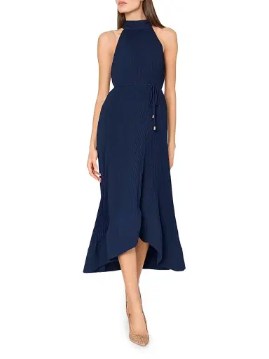 Milly Women's Nalani Pleated Midi-Dress - Navy | Thumbnail 5 Milly Women's Nalani Pleated Midi-Dress - Navy | Thumbnail 5