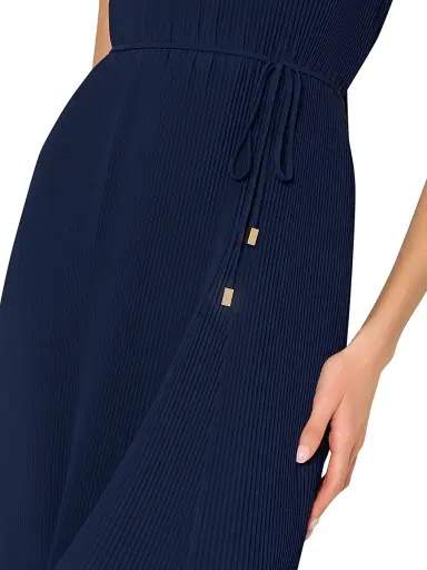 Milly Women's Nalani Pleated Midi-Dress - Navy | Thumbnail 6 Milly Women's Nalani Pleated Midi-Dress - Navy | Thumbnail 6