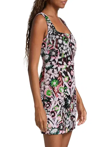 Milly Women's Wildflower Floral-Sequin Minidress - Light Pink Multi | Thumbnail 4 Milly Women's Wildflower Floral-Sequin Minidress - Light Pink Multi | Thumbnail 4