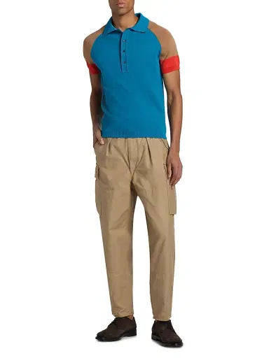 Wales Bonner Men's Saint Knit Polo Shirt - Turquoise | Thumbnail 2 Wales Bonner Men's Saint Knit Polo Shirt - Turquoise | Thumbnail 2