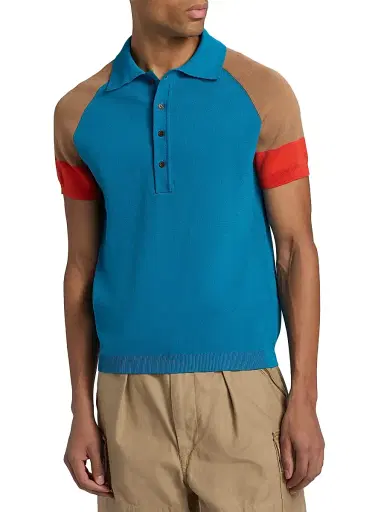 Wales Bonner Men's Saint Knit Polo Shirt - Turquoise | Thumbnail 3 Wales Bonner Men's Saint Knit Polo Shirt - Turquoise | Thumbnail 3