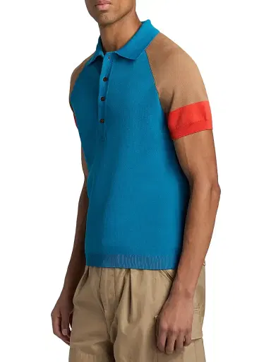 Wales Bonner Men's Saint Knit Polo Shirt - Turquoise | Thumbnail 4 Wales Bonner Men's Saint Knit Polo Shirt - Turquoise | Thumbnail 4