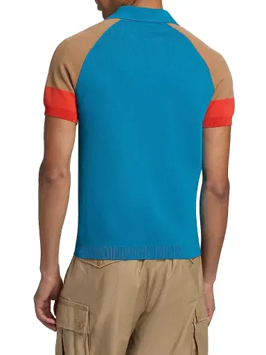 Wales Bonner Men's Saint Knit Polo Shirt - Turquoise | Thumbnail 5 Wales Bonner Men's Saint Knit Polo Shirt - Turquoise | Thumbnail 5