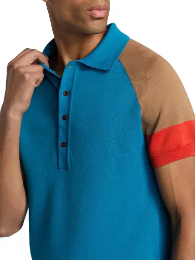 Wales Bonner Men's Saint Knit Polo Shirt - Turquoise | Thumbnail 6 Wales Bonner Men's Saint Knit Polo Shirt - Turquoise | Thumbnail 6