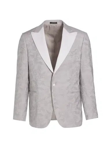 Saks Fifth Avenue Men's COLLECTION Floral Wool One-Button Dinner Jacket - Mirage Gray | Thumbnail 1 Saks Fifth Avenue Men's COLLECTION Floral Wool One-Button Dinner Jacket - Mirage Gray | Thumbnail 1