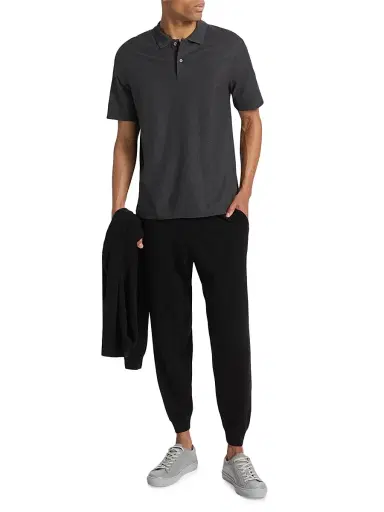 Saks Fifth Avenue Men's COLLECTION Honeycomb Polo Shirt - Gunmetal Heather - Size Large | Thumbnail 2 Saks Fifth Avenue Men's COLLECTION Honeycomb Polo Shirt - Gunmetal Heather - Size Large | Thumbnail 2