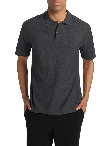 Saks Fifth Avenue Men's COLLECTION Honeycomb Polo Shirt - Gunmetal Heather - Size Large | Thumbnail 3 Saks Fifth Avenue Men's COLLECTION Honeycomb Polo Shirt - Gunmetal Heather - Size Large | Thumbnail 3