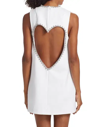 AREA Women's Crystal Heart Shift Dress - White | Thumbnail 5 AREA Women's Crystal Heart Shift Dress - White | Thumbnail 5