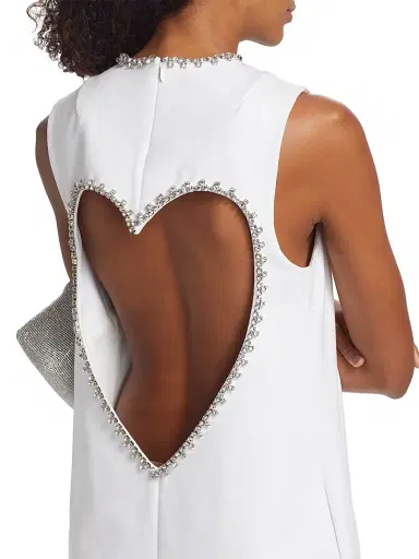 AREA Women's Crystal Heart Shift Dress - White | Thumbnail 6 AREA Women's Crystal Heart Shift Dress - White | Thumbnail 6