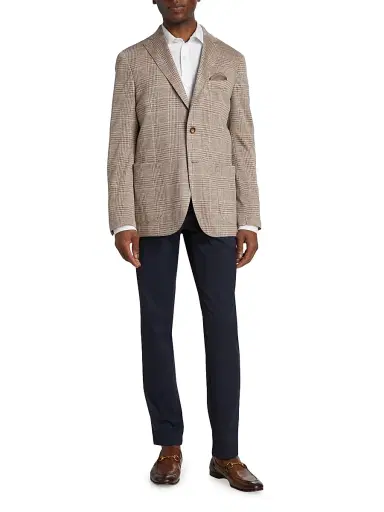 Saks Fifth Avenue Men's COLLECTION Plaid Wool & Silk-Blend Two-Button Sport Coat - Cream - Size 38 | Thumbnail 2 Saks Fifth Avenue Men's COLLECTION Plaid Wool & Silk-Blend Two-Button Sport Coat - Cream - Size 38 | Thumbnail 2