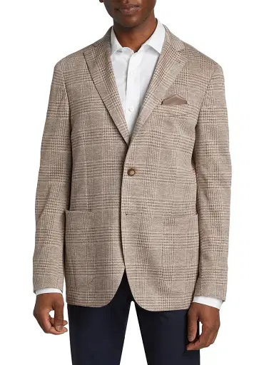 Saks Fifth Avenue Men's COLLECTION Plaid Wool & Silk-Blend Two-Button Sport Coat - Cream - Size 38 | Thumbnail 3 Saks Fifth Avenue Men's COLLECTION Plaid Wool & Silk-Blend Two-Button Sport Coat - Cream - Size 38 | Thumbnail 3