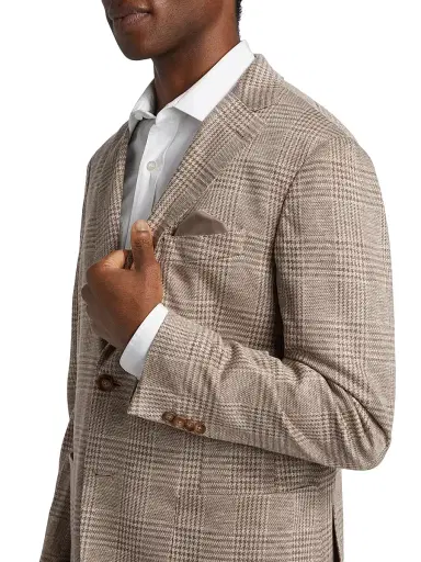 Saks Fifth Avenue Men's COLLECTION Plaid Wool & Silk-Blend Two-Button Sport Coat - Cream - Size 38 | Thumbnail 6 Saks Fifth Avenue Men's COLLECTION Plaid Wool & Silk-Blend Two-Button Sport Coat - Cream - Size 38 | Thumbnail 6