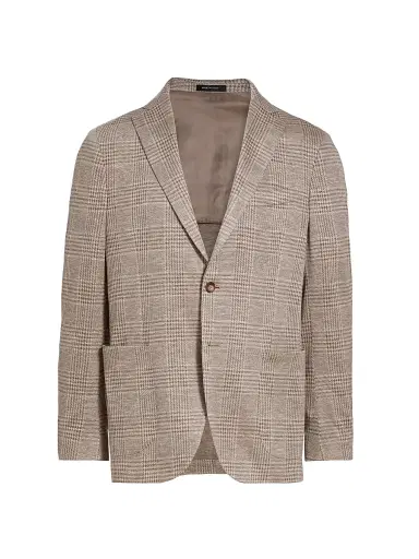 Saks Fifth Avenue Men's COLLECTION Plaid Wool & Silk-Blend Two-Button Sport Coat - Cream - Size 38 | Thumbnail 1 Saks Fifth Avenue Men's COLLECTION Plaid Wool & Silk-Blend Two-Button Sport Coat - Cream - Size 38 | Thumbnail 1