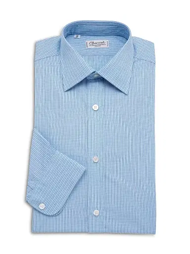 Charvet Men's Check Cotton Button-Front Shirt - Blue - Size 15 | Thumbnail 1 Charvet Men's Check Cotton Button-Front Shirt - Blue - Size 15 | Thumbnail 1