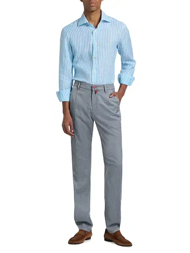 Kiton Men's Stretch-Cotton Flat-Front Trousers | Thumbnail 2 Kiton Men's Stretch-Cotton Flat-Front Trousers | Thumbnail 2