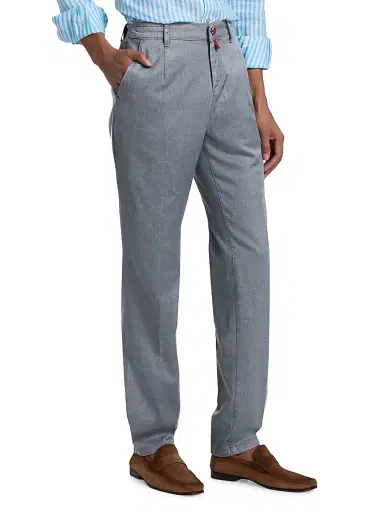 Kiton Men's Stretch-Cotton Flat-Front Trousers | Thumbnail 4 Kiton Men's Stretch-Cotton Flat-Front Trousers | Thumbnail 4