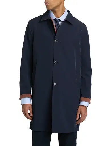 Sartorio Napoli Men's Ben Reversible Single-Breasted Car Coat - Navy Brown | Thumbnail 3 Sartorio Napoli Men's Ben Reversible Single-Breasted Car Coat - Navy Brown | Thumbnail 3