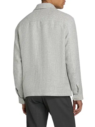 Sartorio Napoli Men's Joly Checked Linen-Blend Zip-Front Jacket - Grey | Thumbnail 5 Sartorio Napoli Men's Joly Checked Linen-Blend Zip-Front Jacket - Grey | Thumbnail 5