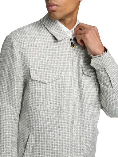Sartorio Napoli Men's Joly Checked Linen-Blend Zip-Front Jacket | Thumbnail 6 Sartorio Napoli Men's Joly Checked Linen-Blend Zip-Front Jacket | Thumbnail 6