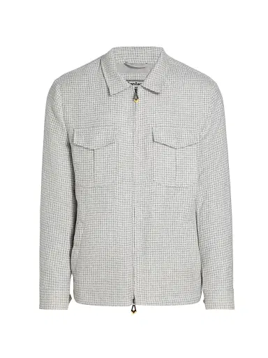 Sartorio Napoli Men's Joly Checked Linen-Blend Zip-Front Jacket - Grey | Thumbnail 1 Sartorio Napoli Men's Joly Checked Linen-Blend Zip-Front Jacket - Grey | Thumbnail 1