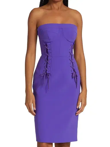 MOSCHINO Women's Strapless Lace-Up Sheath Dress | Thumbnail 3 MOSCHINO Women's Strapless Lace-Up Sheath Dress | Thumbnail 3