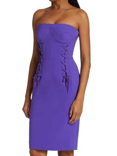 MOSCHINO Women's Strapless Lace-Up Sheath Dress | Thumbnail 4 MOSCHINO Women's Strapless Lace-Up Sheath Dress | Thumbnail 4