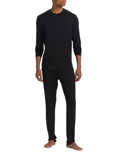 Saks Fifth Avenue Men's COLLECTION Long-Sleeve Sleep Set - Moonless Night - Size XS | Thumbnail 3 Saks Fifth Avenue Men's COLLECTION Long-Sleeve Sleep Set - Moonless Night - Size XS | Thumbnail 3