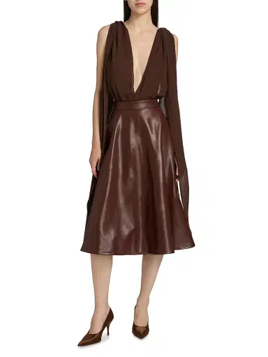 Mariandree Gaitan Women's Valerie Plunging Bodysuit - Brown | Thumbnail 3 Mariandree Gaitan Women's Valerie Plunging Bodysuit - Brown | Thumbnail 3