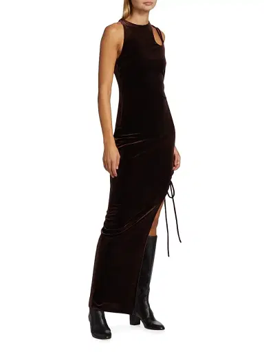Monse Women's Lace-Up Velvet Maxi-Dress - Brown | Thumbnail 4 Monse Women's Lace-Up Velvet Maxi-Dress - Brown | Thumbnail 4