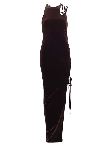 Monse Women's Lace-Up Velvet Maxi-Dress - Brown | Thumbnail 1 Monse Women's Lace-Up Velvet Maxi-Dress - Brown | Thumbnail 1