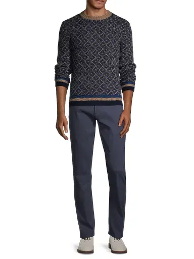 Isaia Men's Geometric Cashmere Sweater - Navy | Thumbnail 2 Isaia Men's Geometric Cashmere Sweater - Navy | Thumbnail 2