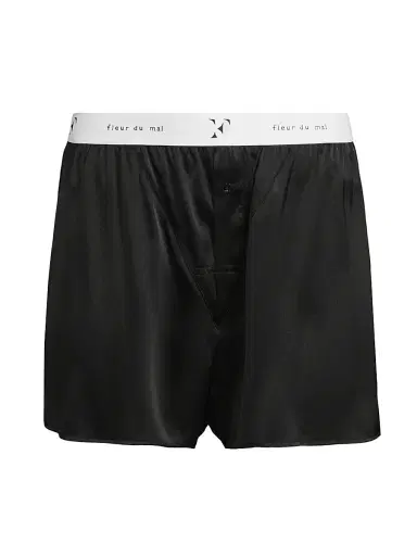 Fleur du Mal Men's Logo Silk Boxer Trunks | Thumbnail 1 Fleur du Mal Men's Logo Silk Boxer Trunks | Thumbnail 1
