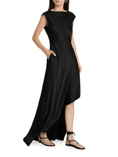Jason Wu Collection Women's Asymmetric Satin Fit & Flare Gown - Black | Thumbnail 4 Jason Wu Collection Women's Asymmetric Satin Fit & Flare Gown - Black | Thumbnail 4