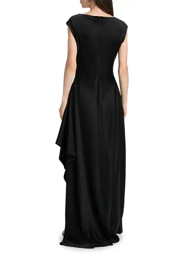Jason Wu Collection Women's Asymmetric Satin Fit & Flare Gown - Black | Thumbnail 5 Jason Wu Collection Women's Asymmetric Satin Fit & Flare Gown - Black | Thumbnail 5