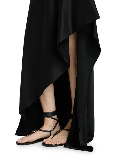 Jason Wu Collection Women's Asymmetric Satin Fit & Flare Gown - Black | Thumbnail 6 Jason Wu Collection Women's Asymmetric Satin Fit & Flare Gown - Black | Thumbnail 6