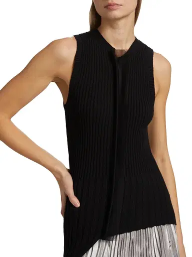 Jason Wu Collection Women's Asymmetrical Rib-knit Sweater Vest - Black | Thumbnail 6 Jason Wu Collection Women's Asymmetrical Rib-knit Sweater Vest - Black | Thumbnail 6