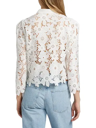 Milly Women's June Lace Button-Front Shirt - White | Thumbnail 5 Milly Women's June Lace Button-Front Shirt - White | Thumbnail 5