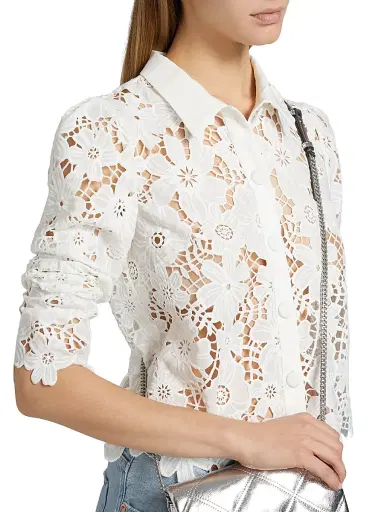 Milly Women's June Lace Button-Front Shirt - White | Thumbnail 6 Milly Women's June Lace Button-Front Shirt - White | Thumbnail 6
