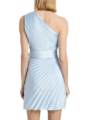 Milly Women's Estie Satin Pleated One-Shoulder Minidress - Ice Blue | Thumbnail 5 Milly Women's Estie Satin Pleated One-Shoulder Minidress - Ice Blue | Thumbnail 5