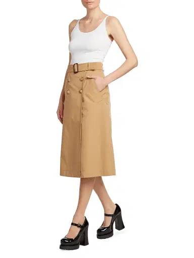 MOSCHINO Women's Trench-Style Belted Midi Skirt - Beige | Thumbnail 2 MOSCHINO Women's Trench-Style Belted Midi Skirt - Beige | Thumbnail 2