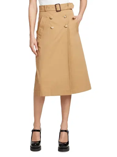 MOSCHINO Women's Trench-Style Belted Midi Skirt - Beige | Thumbnail 3 MOSCHINO Women's Trench-Style Belted Midi Skirt - Beige | Thumbnail 3