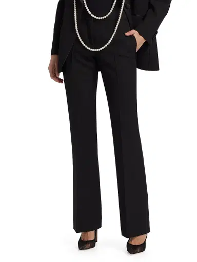 Moschino Women's Wool-Blend Straight-Leg Trousers - Black | Thumbnail 3 Moschino Women's Wool-Blend Straight-Leg Trousers - Black | Thumbnail 3