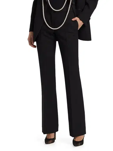 MOSCHINO Women's Wool-Blend Straight-Leg Trousers - Black | Thumbnail 3 MOSCHINO Women's Wool-Blend Straight-Leg Trousers - Black | Thumbnail 3