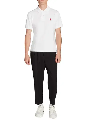 AMI Paris Men's Ami De Coeur Polo Shirt - Blanc | Thumbnail 2 AMI Paris Men's Ami De Coeur Polo Shirt - Blanc | Thumbnail 2